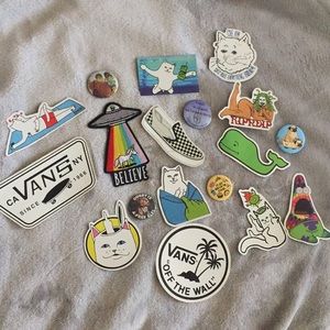 Sticker, pin and patch pack. Ripndip and Vans